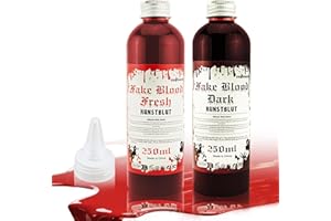 ZIENZENGYA 500ml Kunstblut Halloween Schminke, Theaterblut Filmblut, Fake Blood Abwaschbar Blutstropfen für Karneval Theater Unfug Zombie Vampir Clown Monster Cosplay Spezialeffekte Make Up