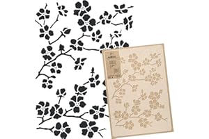 NAKLEO Pochoir de Fleurs pour Peinture Murale Grand Format 43x64cm, Modèle en Plastique et Réutilisable, Cerise Fleurs Arbre Sakura, DIY Bricolage Artisanat Décoration a Peindre, Bois Tissu Mueble