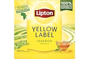 Lipton, Tè Nero Classico, Con Ingredienti 100% Naturali, Gusto Intenso ed equilibrato, ottimo per Tutte le Occasioni, Yellow Label, Confezione di Carta, Filtri Compostabili, 50 Filtri Tè Nero 2