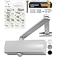 NAPOLEON N-1000 Robust Automatic Door Closer - EN1154/EN1634 Standards - Commercial & Residential - Door from 20Kg to 60Kg Size 3 - Drilling Template - Easy and Quick Installation (White)
