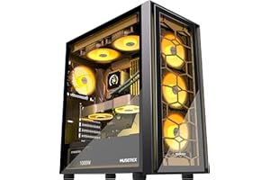 MUSETEX PC Gehäuse ATX,6 PWM ARGB Lüfter vorinstalliert, Mid Tower Gaming PC Gehäuse, Computer gehäuse mit doppelt gehärtetem Glas, USB 3.0, Schwarz, G07S