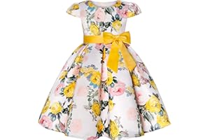 BUNNY LULU Robe pour Filles à épaule inclinée pour Demoiselle d'honneur, Princesse de Mariage, nœud d'anniversaire pour Enfants, soirée de Bal de fête de Boule