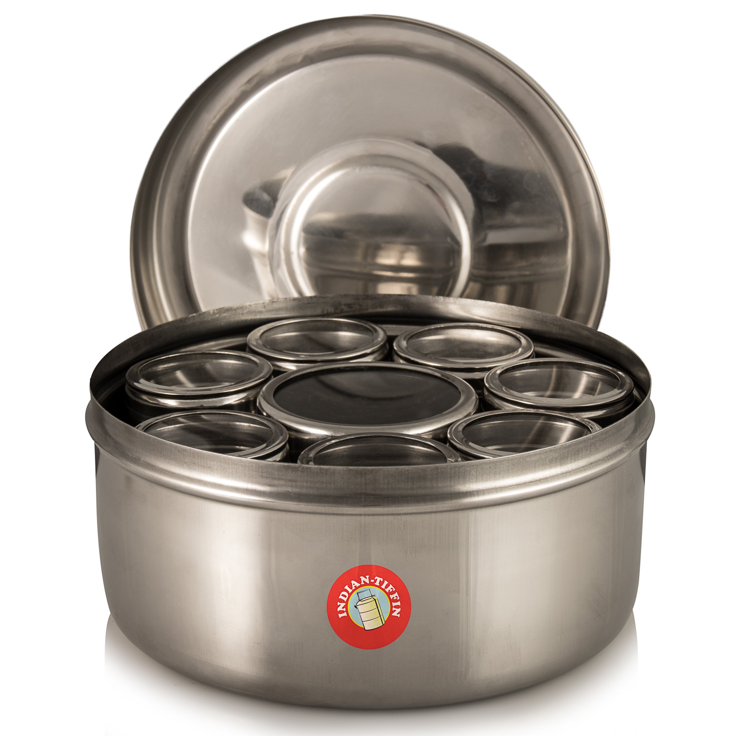 Authentic Indian Masala Dabba Spice Box with airtight lids (Steel lid