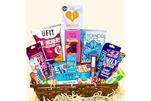 GUILT FREE GuiltFree Premium Vegan Hamper Basket - Vegan Treats Gift Box for all occasions with protein chips, sweet and savoury snacks, and indulgent wafer bars for Men & Women