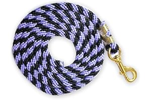 PFERDELINIS Führstrick für Pferd - Anbindestrick in verschiedenen stylischen Designs, Führleine, Anbindeseil Pony, Esel, Ziege (1x Schwarz-lila)