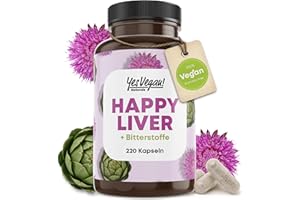 ‎YES VEGAN! Mariendistel Artischocke Löwenzahn Cholin Komplex mit Bitterstoffen (220 Kapseln) Mariendistel Hochdosiert 80% Silymarin - mit Cholin für normale Leberfunktion