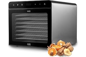 CLASSE ITALY Déshydrateur alimentaire à faible consommation, 8 plateaux en acier SUS 304, 700 W, GARANTIE 5 ANS, température réglable de 35 à 85 °C, minuterie 24 heures, sans BPA
