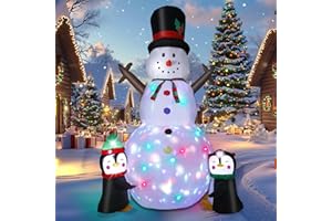 Wothfav Muñeco de Nieve Inflable de Navidad, 244CM Decoración Hinchable con Luces LED, para Fiesta Jardín, Navideña para Interiores y Exteriores IP44 Impermeable