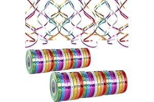 wenweo 480 Meter Langen Luftschlangen, 48 Funkelnd Luftschlange Geburtstag in 8 Farben. Perfekt fürGeburtstags Deko, Silvester Deko, Hochzeit Deko, Geschenkband und Verschiedene Feierliche Anlässe