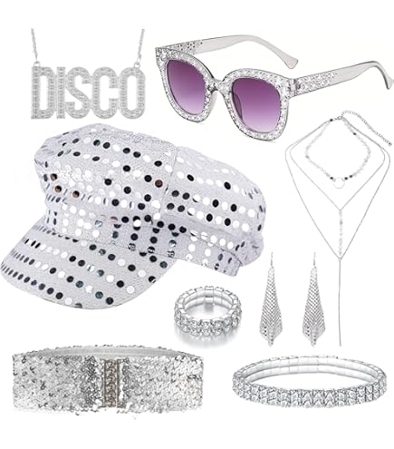 Met pailletten - Volwassenen - Disco - Carnaval - Zilver
