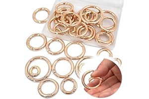 BieFuSin 20 Piezas Mosquetón Redondo, Gancho de Resorte Redondo, Resorte Redondo de Aleación de Zinc, Llavero de Cierres de Resorte para Manualidades y Accesorios de Bolsos (Oro)