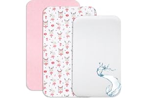 Lovely Hippo 2X Spannbettlaken 83x50cm 100% Baumwolle + 1X Matratzenschoner 100% wasserdichtem Material - Set 3X - Kompatibel Chicco, Kinderkraft (Tänzerin Rose, 50 x 83 cm)