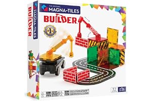 Magna-Tiles Builder 32-delat set, de ursprungliga magnetiska byggnadsplattorna för kreativ lek med öppet slut, pedagogiska leksaker för barn i åldrarna 3 år + (32 delar) (21632)