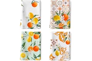 ‎ARQUIEL Arquiel Küchentücher Baumwolle 4 Stück, Geschirrtücher 100% Baumwolle Zitrone Küchenhandtuch Set Multi-Purpose Hochwertige Küche Trockentuch Bar Handtücher 48 x 70CM