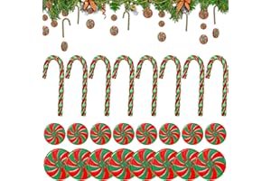 AMSIXNT 49pcs Adornos Navidad Dulces,Adornos Arbol Navidad Caramelos,Adornos de Bastón de Caramelo,con Bobina, Fiestas Navideñas y Decoración Navideña del Hogar