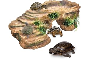 Turtle Basking Platform, Resin Dock Resting Rectangular Aquarium Turtle Tank Decorations, Reptile Habitat Accessories, Reptile Hide Floating Ledge Resting Terrace for Bearded Dragon, Newts, Lizard