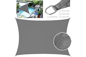 LEcylankEr Sun Shade Sail 3x4m Rectangular PES Polyester Waterproof Sail Shade with Accessories 95% UV Block Shade Sails Sun Shades for Garden Outdoor Patio Pergola Balcony (dark grey, 3 x 4 m)