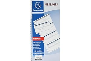 Exacompta - Réf. 13292E - 1 carnet spiralé messages téléphones (4 à la page) - carnet de 200 messages détachables pré-imprimés et autocopiants - 50 feuilles dupli - format 297 x 148 mm - certifié FSC