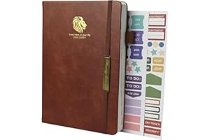 EARNING POWER 2024 Diary Planner, 2024 Diary A5 Page A Day, Year Daily Calendar Planner, Complete Business Planner, Agenda and Journal Organiserwith Pen Loop,Sticker and Inner Pocket, 21x14.5cm（Brown)