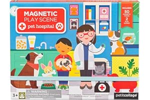 PETIT COLLAGE 8074 Pet Hospital Magnetic Play Scene Magnetspiel Tierklinik, Mehrfarbig
