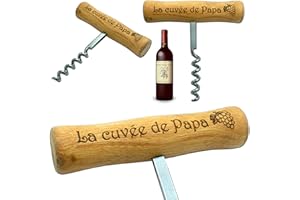 ERNESTINE - Tire bouchon Papa - Idée cadeau personnalisée pour homme, père, anniversaire, fête des pères, Noël - sommelier en bois avec gravure - cadeau papa - tire bouchon professionnel de qualité