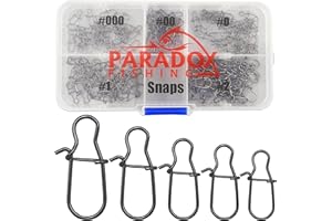 Paradox Fishing Zestaw zatrzasków I 175 sztuk #000-#2 z pudełkiem, akcesoria wędkarskie, pstrągi, karabińczyki, przynęty na pstrągi, karabińczyki – do przynęt na pstrągi, szczupaki i okonie