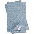 LINEN & COTTON Set di 4 Tovaglioli Scandi con Motivi Nordico, 100% Lino - 44 x 44cm (Blu)