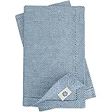 LINEN & COTTON Set di 4 Tovaglioli Scandi con Motivi Nordico, 100% Lino - 44 x 44cm (Blu)