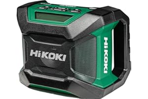 HiKOKI Radio da Cantiere - 18 V - Bluetooth, DAB+/FM, Design Robusto, Alto Volume, Lunga Durata, Incluso Adattatore AC - Senza Batteria e Caricabatterie