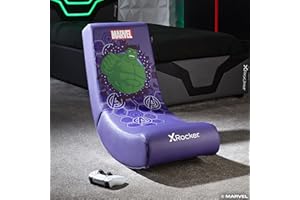 X-Rocker Official Marvel Hulk Video Rocker Gaming Chair for Juniors, Folding Rocking Seat Official Marvel Licensed Console Gaming Seat, Faux Leather for Children Hero - Incredible Hulk Edition PURPLE