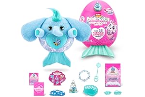 Rainbocorns Mermaidcorn Series 7 Shelly the Elephant - Collectible Plush - Mermaid Surprises, Cuddle Plush Stuffed Animal, Stickers (Elephant)