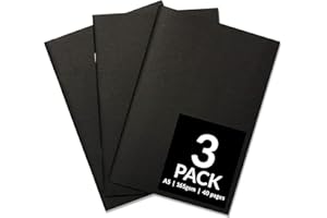ARTISTIK Black A5 Sketchbook with Soft Cover – 40-Pages Staple-Bound Sketch Book with 165 GSM White Cartridge Paper & Drawing Pad for Mixed Media Use (Pack of 3)