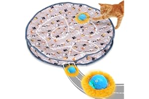 PUHOHUN Jouet Chat Interactif Jeux pour Chat Interieur Automatique électronique Jouex pour Chaton, Chargement USB, Jeu de Capture de Souris à Cache-Cache, Jouet de Noël pour Chat (Brun)