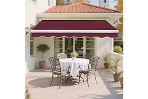 Green Bay 3.5 x 2.5m Manual Awning Garden Patio Canopy Sun Shade Shelter Retractable Wine Red
