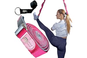 ‎MUSCLEFORGE MuscleForge® Yogagurt für Dehnung, Beinstrecker Joga Gurt mit Schlaufen und Türhaken, Yoga gurt für Beinstrecktraining, Ballett und Kampfsport
