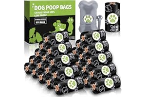 NCKIHRKK 600 Pezzi Sacchetti Cane Cacca Biodegradabili, 22 x 30 cm, Sacchetti per Bisogni dei Cani con Dispenser, Nero