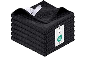 ‎MOOSFOR Moosfor Microfasertücher, 6er-Set, Saugfähige Fusselfrei Küchentücher Spültücher für Küche Dicke Barista Tuch Geschirrtücher Lappen, 30 x 30 cm, Schwarz