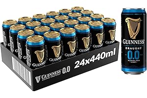 Guinness Draught 0.0 Alcohol Free Stout | 0% vol | 24 x 440ml | Notes of Sweet Malt & Hop Bitterness | Dark Ruby Red Beer | Creamy Head | Hints of Chocolate & Coffee