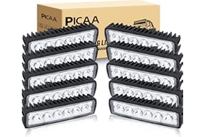 PICAA 10 barras de luz LED de trabajo de 18 W de 6 pulgadas para coche, lámpara de conducción delgada, 12 V, 24 V, impermeable, para coche, camión, barco, SUV, ATV, 4WD, todoterreno