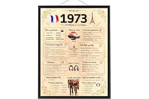 NALKEEZ Affiche Cadeau Anniversaire 1973, Idée Cadeaux Homme Femme, Décoration Fête Anniversaire, Poster Original Vintage, Grande Carte XXL Humour, Cadeau Noel,Retour En 1973.