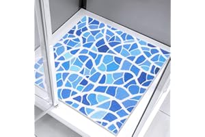 MACUNIN Square Shower Mat 60x60cm Non Slip Anti Mould Bath Tub Mat for Inside Shower, Loofah Massage Anti-Slip Shower Mat for Inside Bath, Cuttable Bathtub Mat Bathroom Rug with Drain Washable Quick Dry