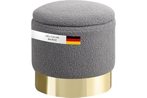ALBATROS INTERNATIONAL GMBH Albatros Hocker mit Stauraum Nizza – Sitzhocker mit Stauraum, Modernes Design, Edler Sherpa-Bezug – Sitztruhe oder Sitzbank mit Stauraum – optimal als Fußhocker oder Hocker Schminktisch, Grau