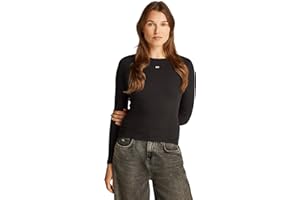 Tommy Jeans Donna Maglietta Maniche Lunghe Slim Fit Essential in Cotone