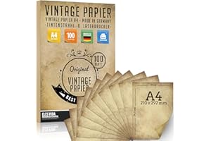 ELES VIDA 100 pezzi di carta per lettere vintage A4 100 g/qm vecchia artigianale per certificati carte del tesoro carte artigianali, matrimonio, a motivi scrapbooking