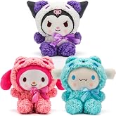 GRUSEMI 3 pack Anime Kawaii plush doll, cute stuffed animal figure plushies pillow toy birthday party favor