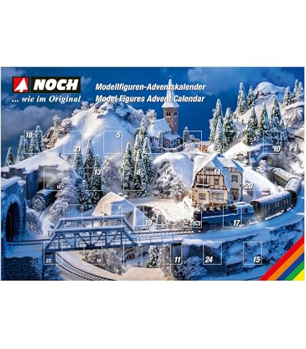 FALLER 190030 Calendrier De L'Avent H0 – 24 Figurines Miniatures Peintes à La Main – Collection Hiver Pour Modélisme Ferroviaire