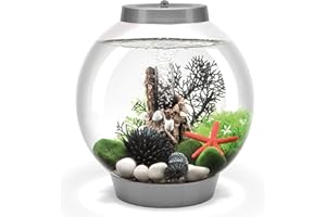 biOrb CLASSIC 15 Aquarium (Silver, 15 Litres), Perfect Beginner Fish Tank With Integrated LED Lights, Quick & Easy To Set Up, 360-Degree View Aquarium With 5-Step Filtration System, Acrylic Fish Tank