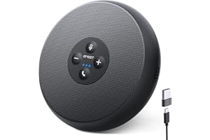eMeet USB Conference Speaker - M1A PC Speakerphone with Noise Cancellation for 1-4 People, Speaker with 360° Dual Microphone, Plug and Play for Win/OS/Linux and Skype, Zoom, etc.