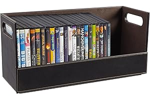 Stock Your Home Stackable DVD Storage Organizer & Movie Media Home Storage Box for DVD/BluRay/Video Game Shelf Storage & Organization - Holds 28 DVDs- Chocolate