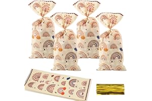 LEIKEDUN 50pcs Bolsas Chuches Cumpleaños Arcoíris Boho Bolsa de Dulces de Arcoíris Bolsa de Regalo Bolsa de Dulces con Arcoíris para Fiesta de cumpleaños Celebraciones